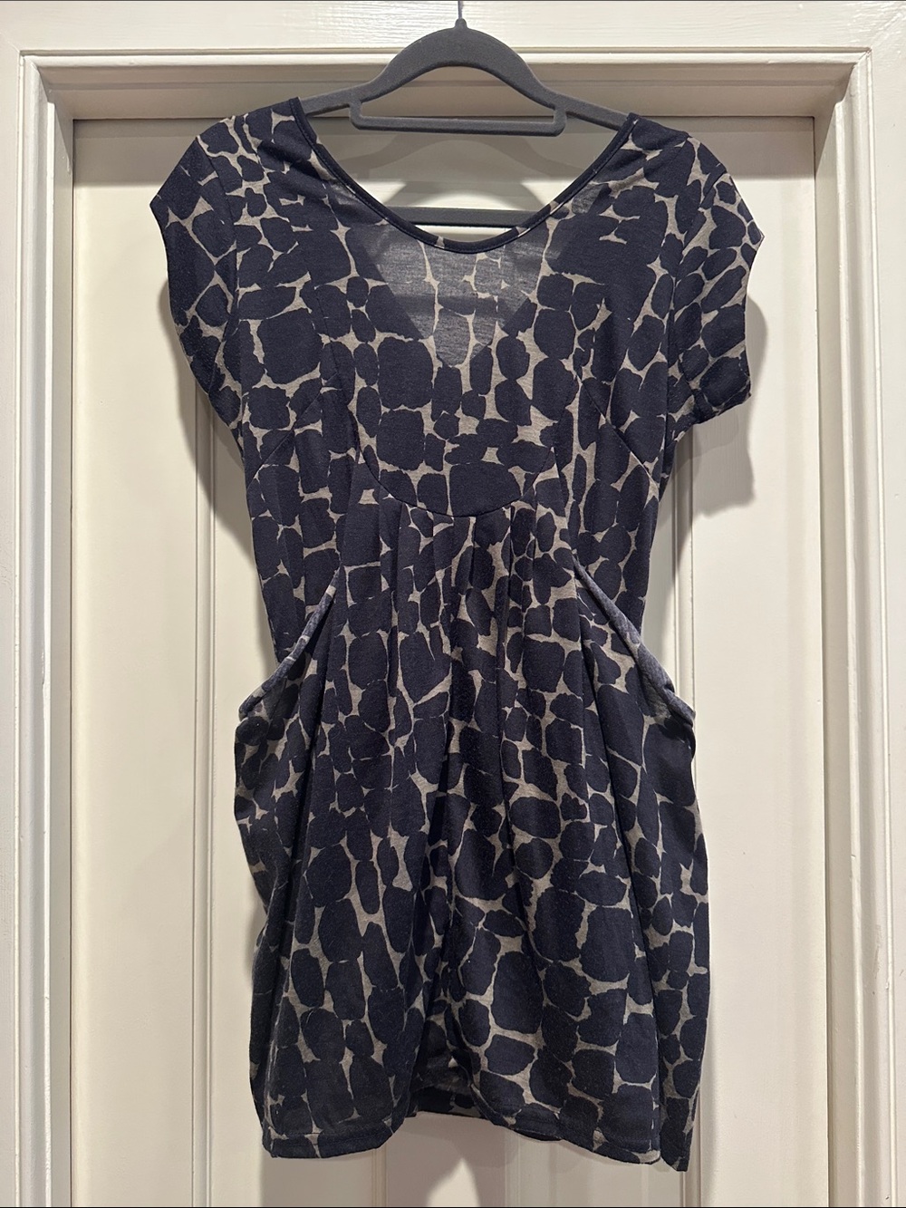 Women’s Short Sleeve Navy Patterned Tunic